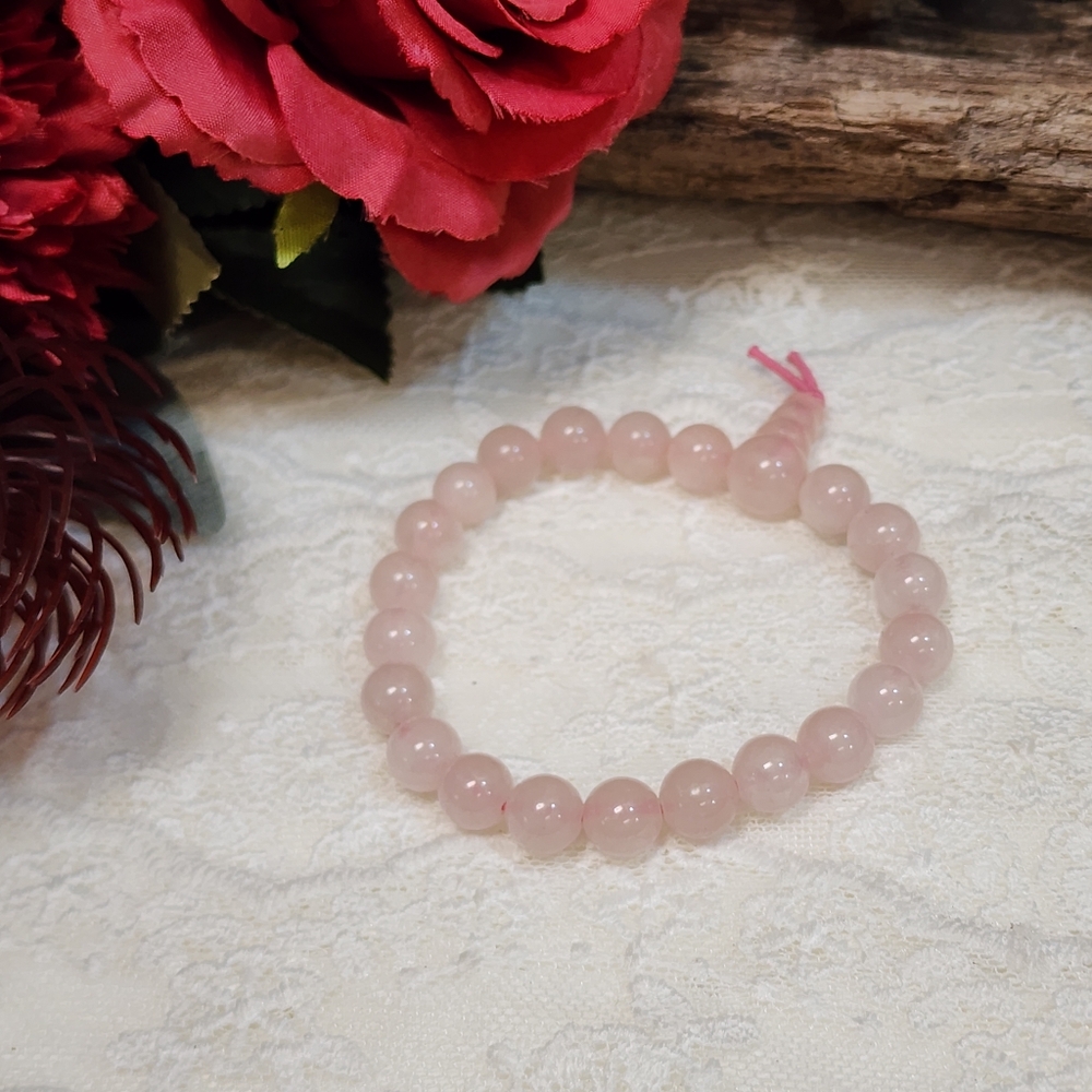 Tibetan Rose Quartz Pink Beaded Stretch Bracelet